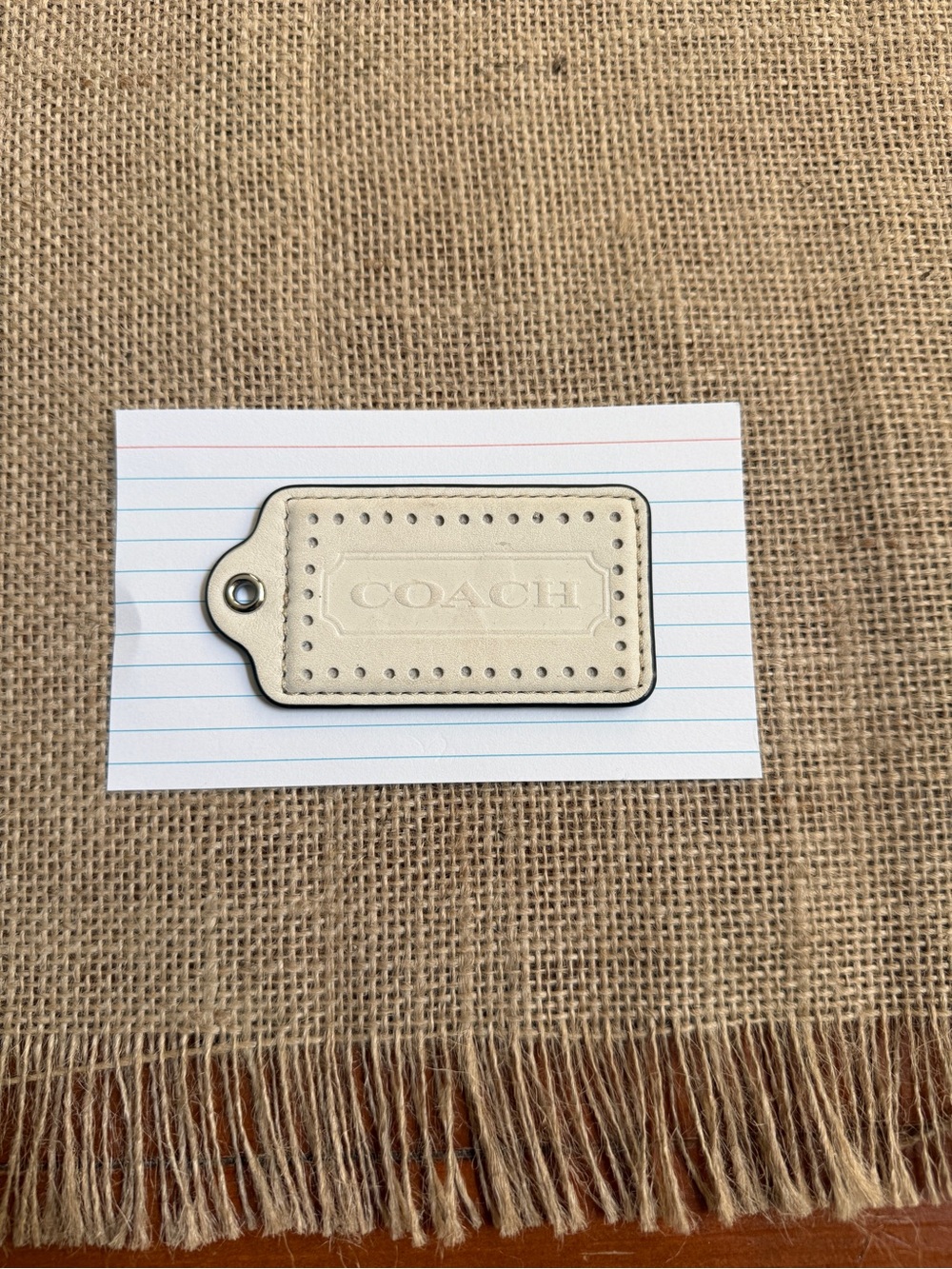 Coach Cream Leather Bag Tag with Metal Grommet